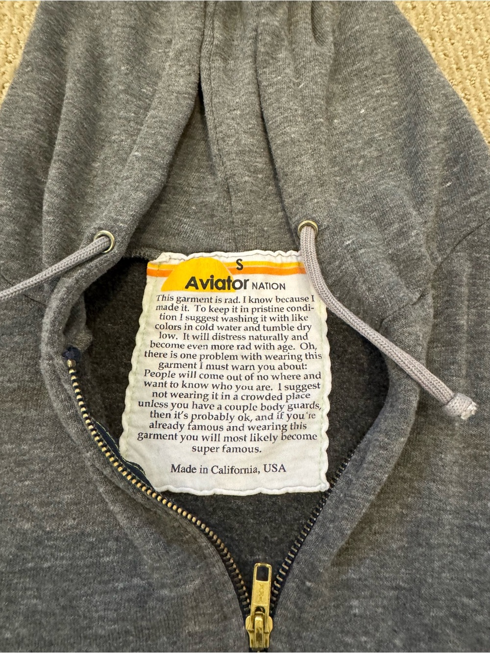 Aviator Nation Gray Full-Zip “Bolt” Hoodie Sweater - Picture 2 of 6